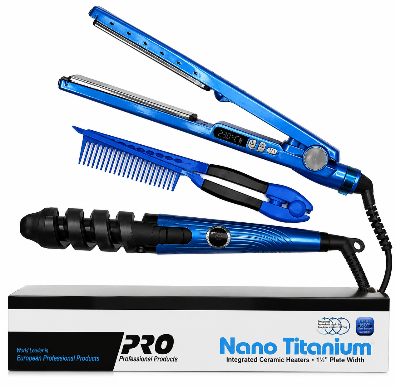 Combo Nano Titanium Plancha, Peine Rizad